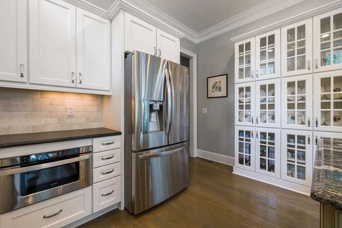 Glass-front dresser and pantry wall